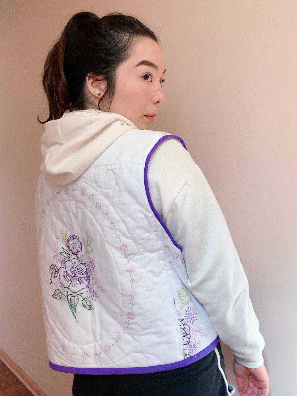 Image of Quilt Vest — Purple Bouquet