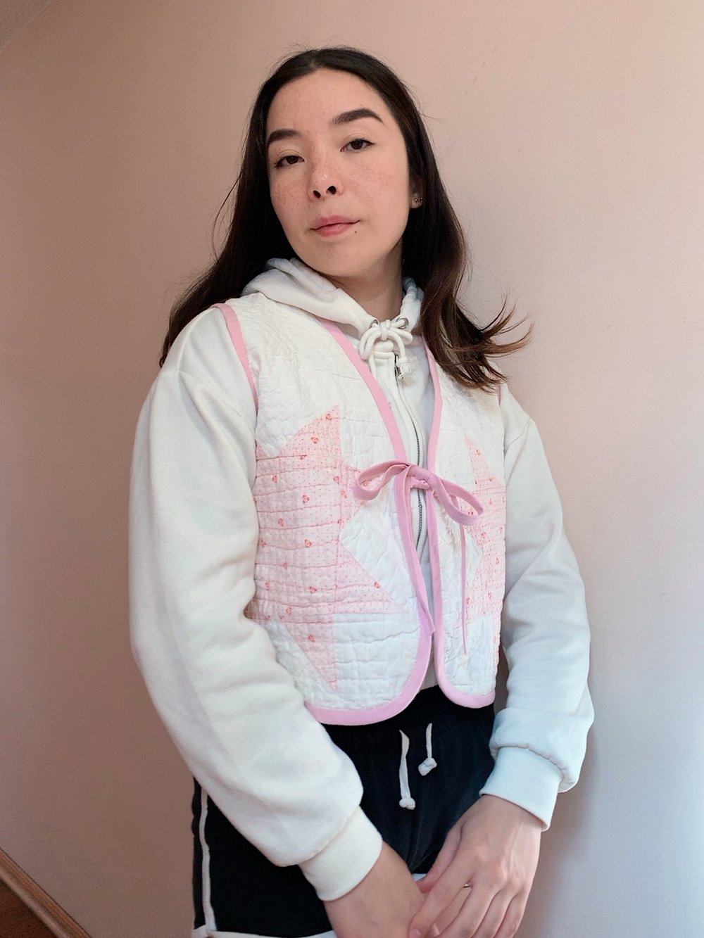 Image of Quilt Vest — Pink & White Lemon Stars