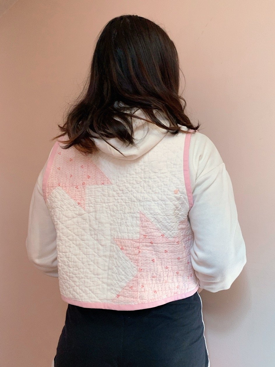 Image of Quilt Vest — Pink & White Lemon Stars
