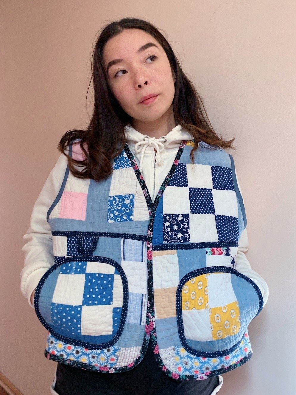 Image of Quilt Vest — Checkered Patchwork