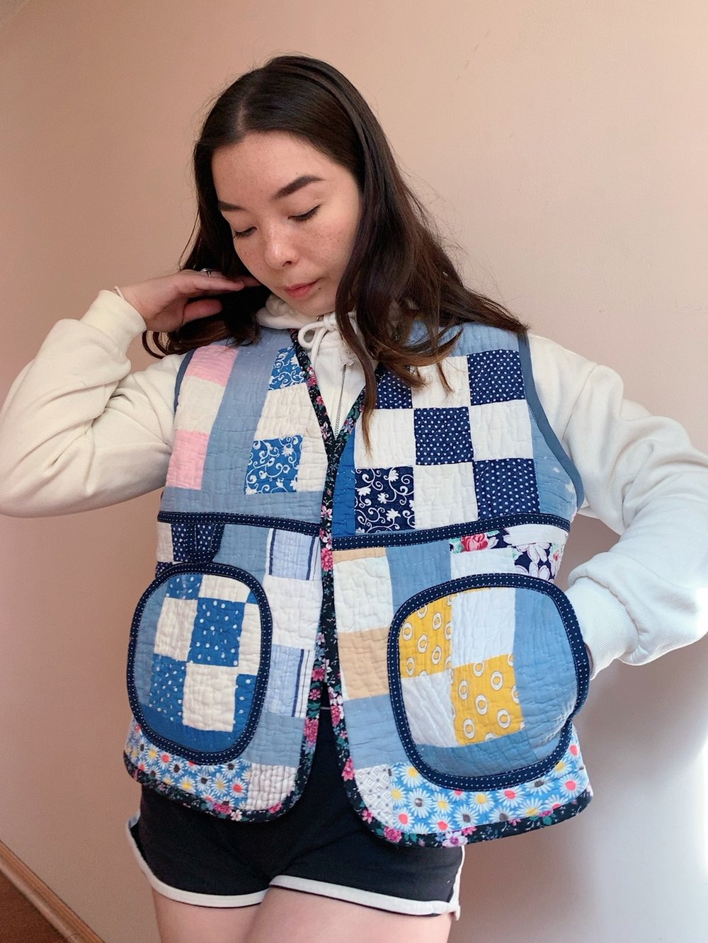 Image of Quilt Vest — Checkered Patchwork