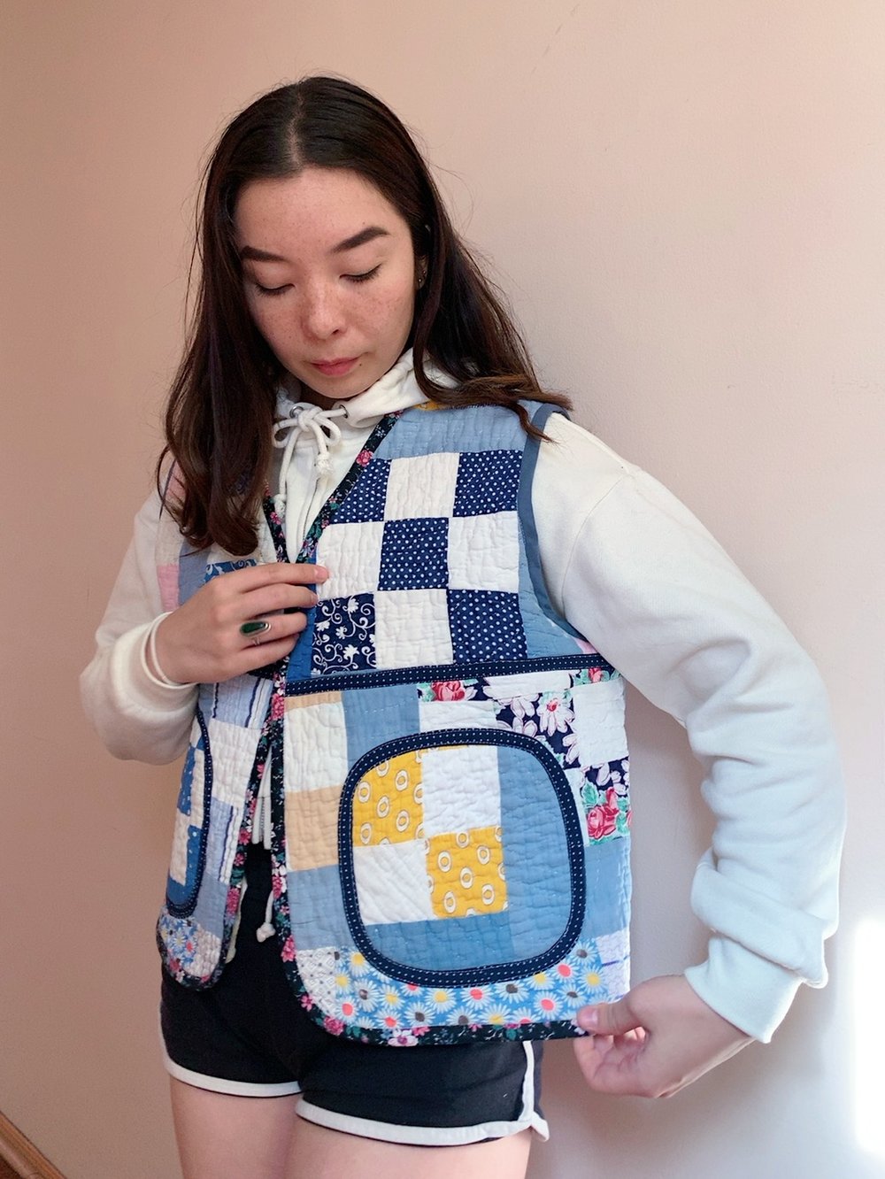 Image of Quilt Vest — Checkered Patchwork