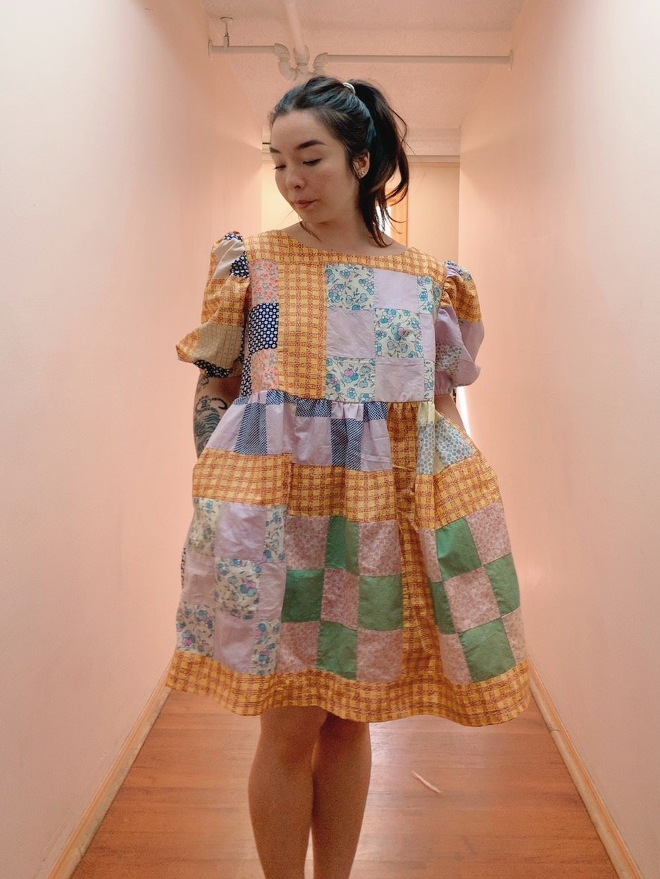 Image of Quilt Top Dress — Orange Square Gingham