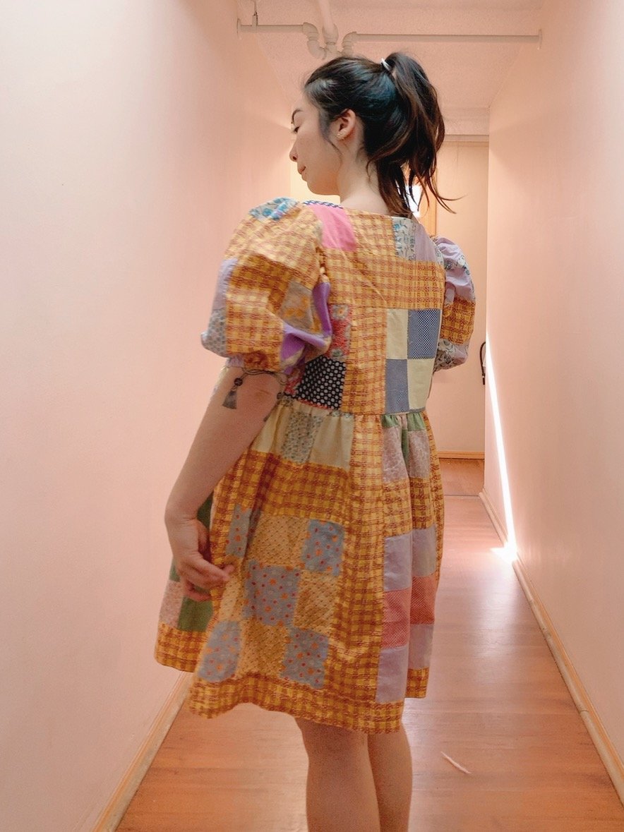 Image of Quilt Top Dress — Orange Square Gingham