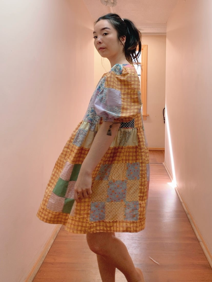Image of Quilt Top Dress — Orange Square Gingham