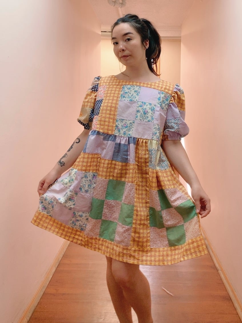 Image of Quilt Top Dress — Orange Square Gingham