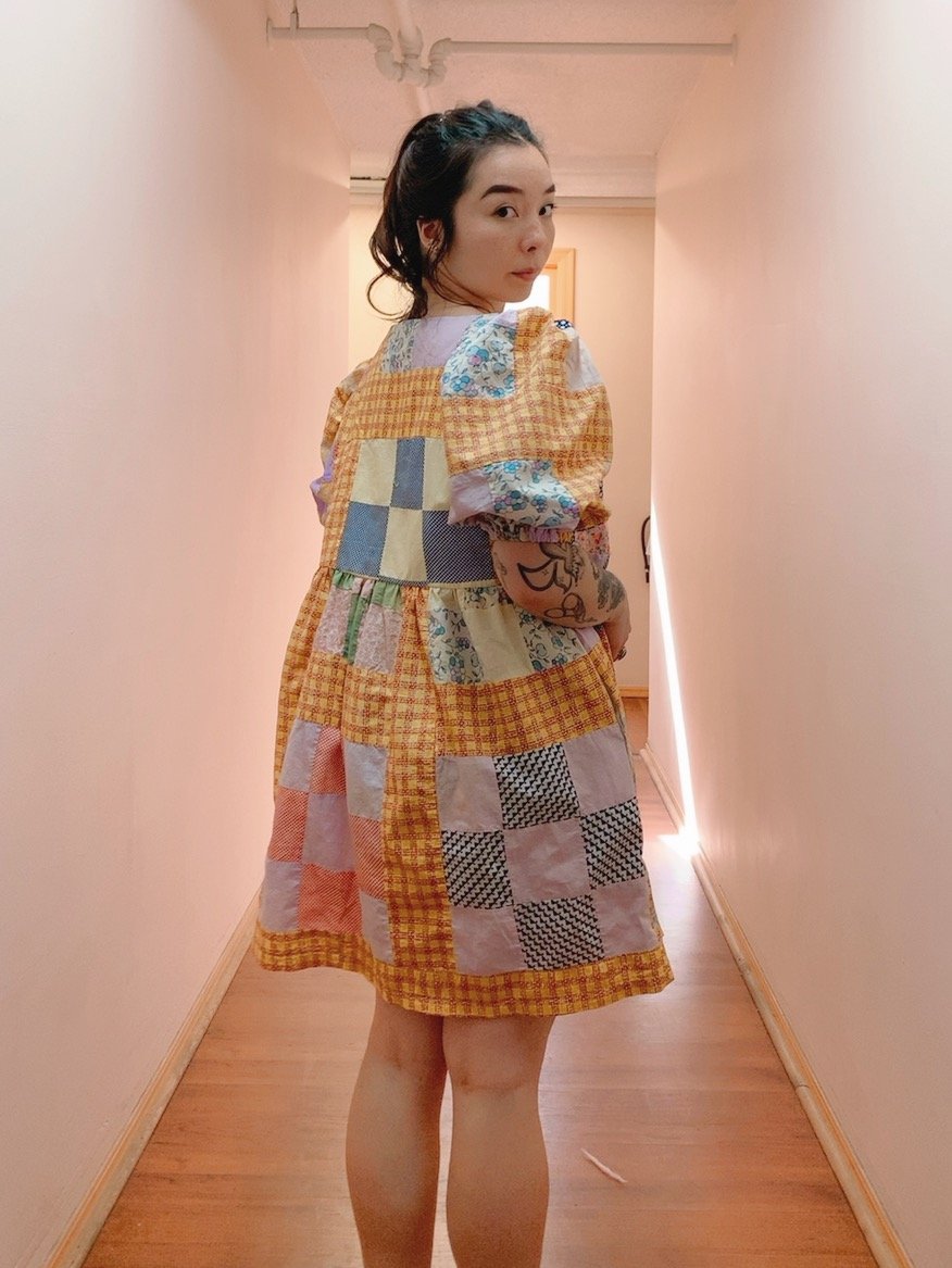 Image of Quilt Top Dress — Orange Square Gingham