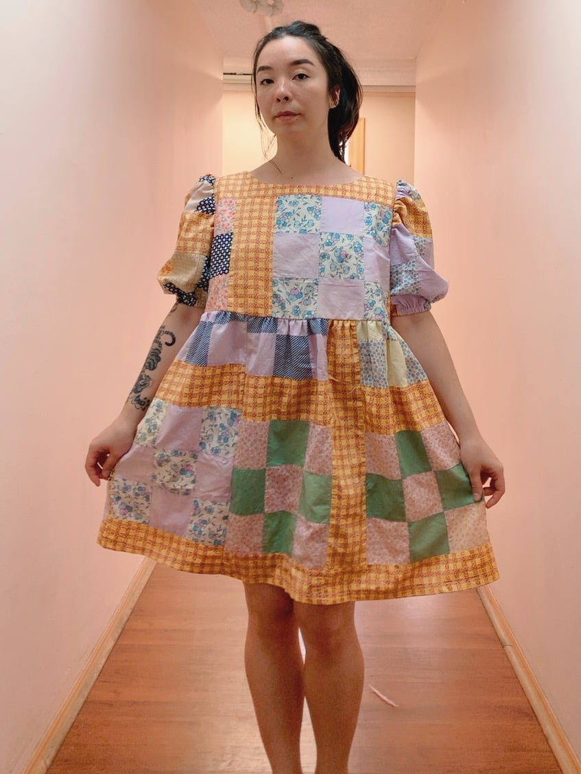 Image of Quilt Top Dress — Orange Square Gingham