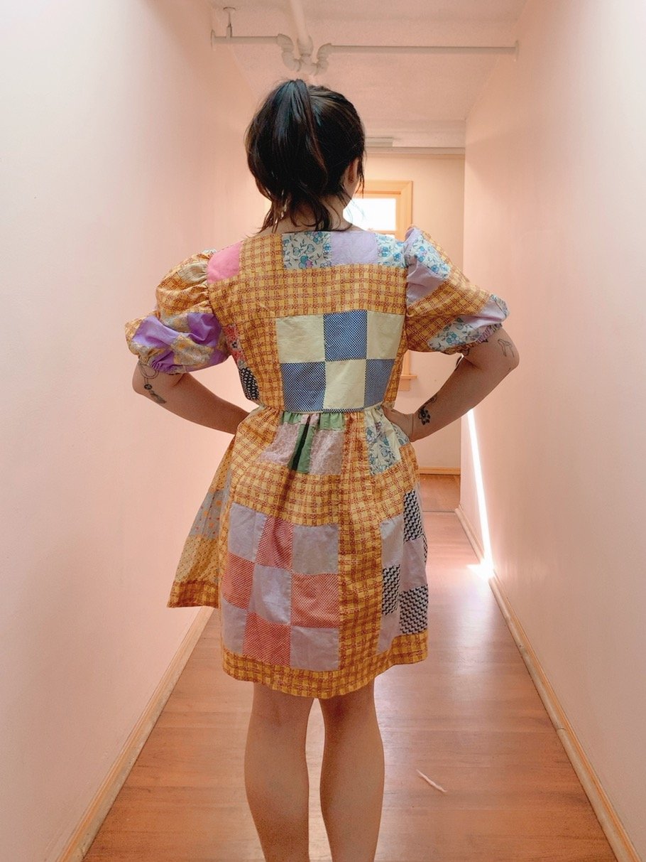Image of Quilt Top Dress — Orange Square Gingham