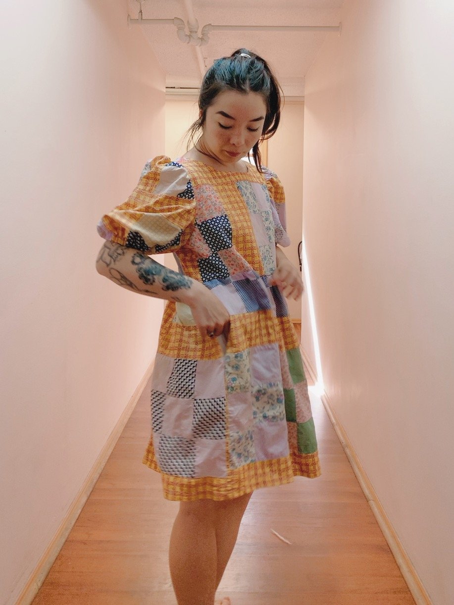 Image of Quilt Top Dress — Orange Square Gingham