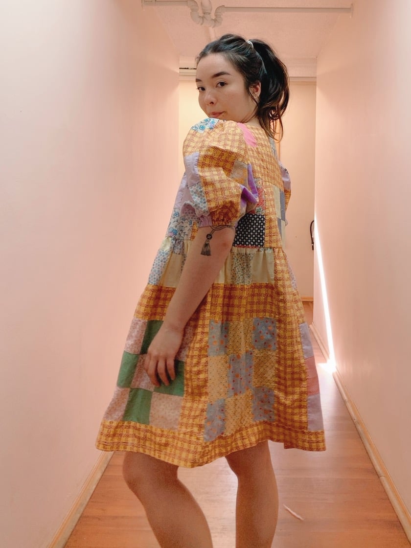 Image of Quilt Top Dress — Orange Square Gingham