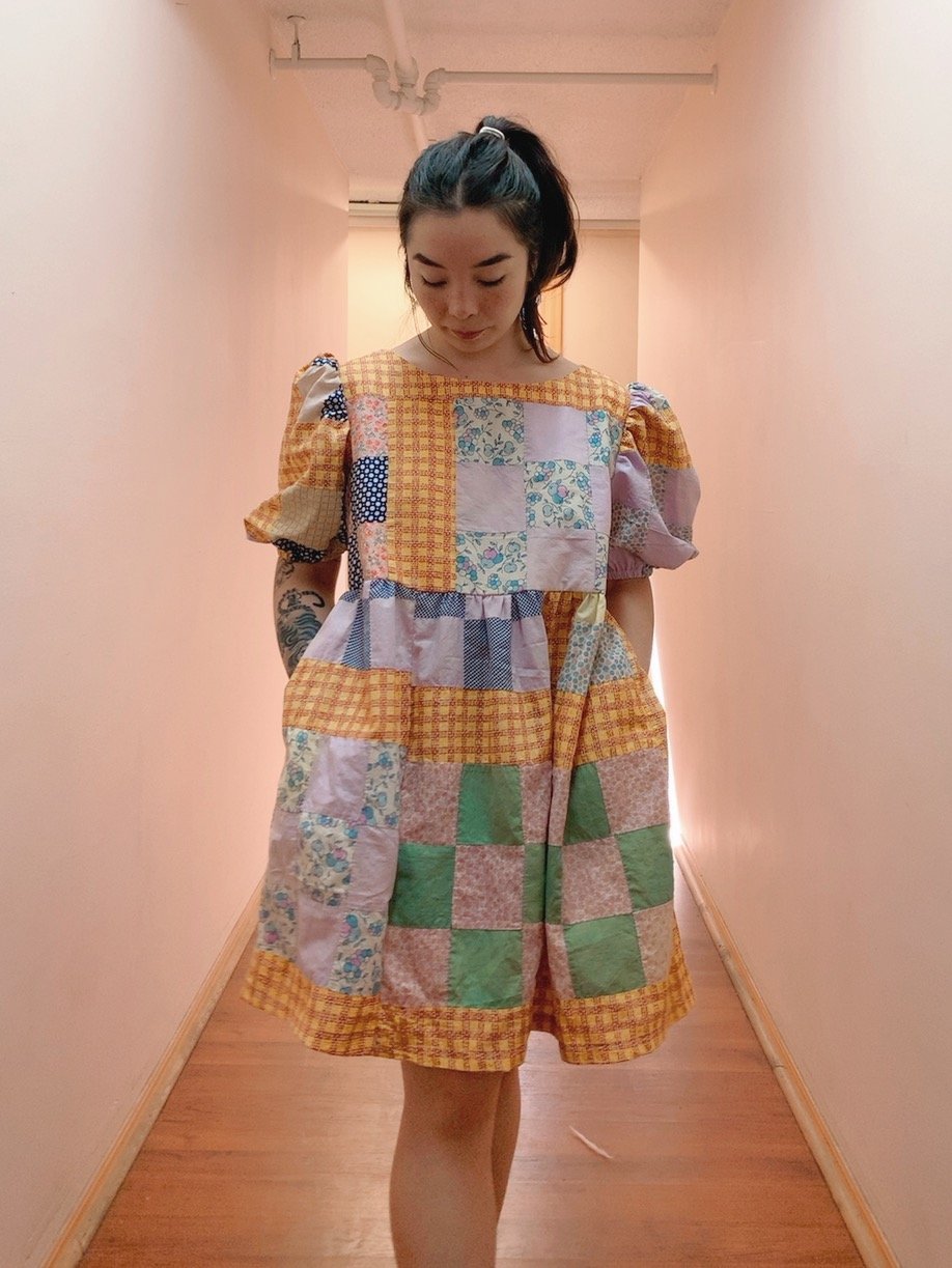 Image of Quilt Top Dress — Orange Square Gingham
