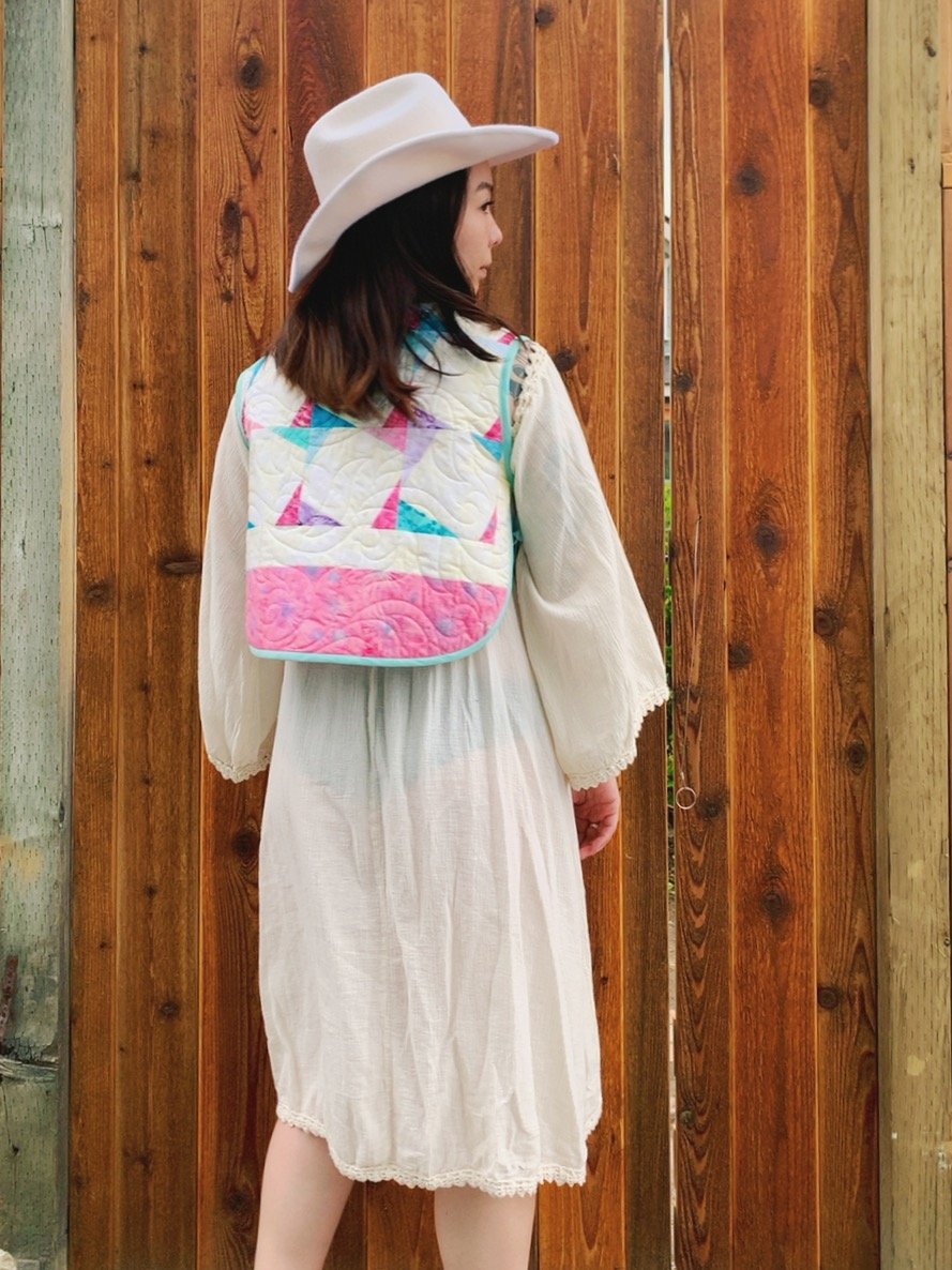 Image of Side-Tie Quilt Top — Pastel Windmills