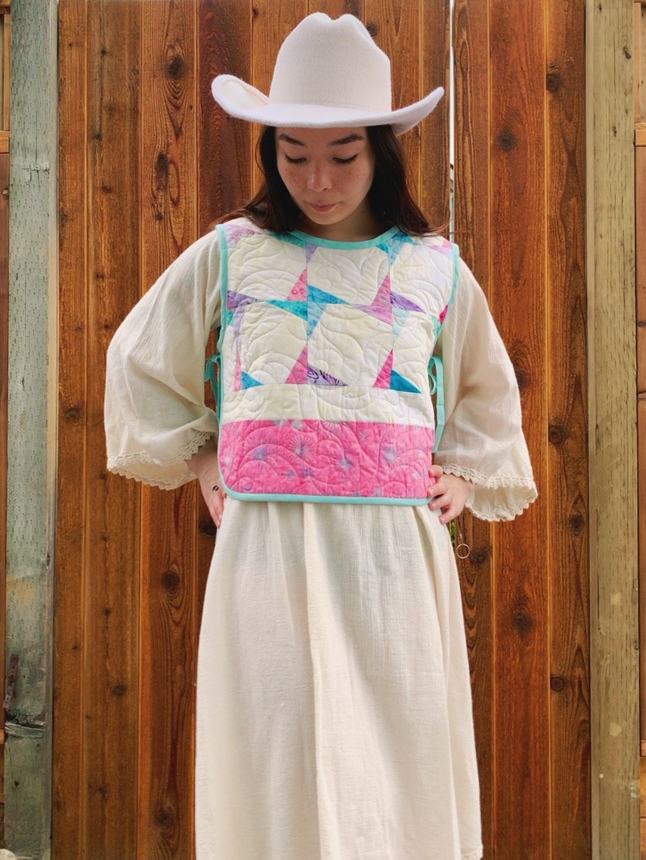 Image of Side-Tie Quilt Top — Pastel Windmills