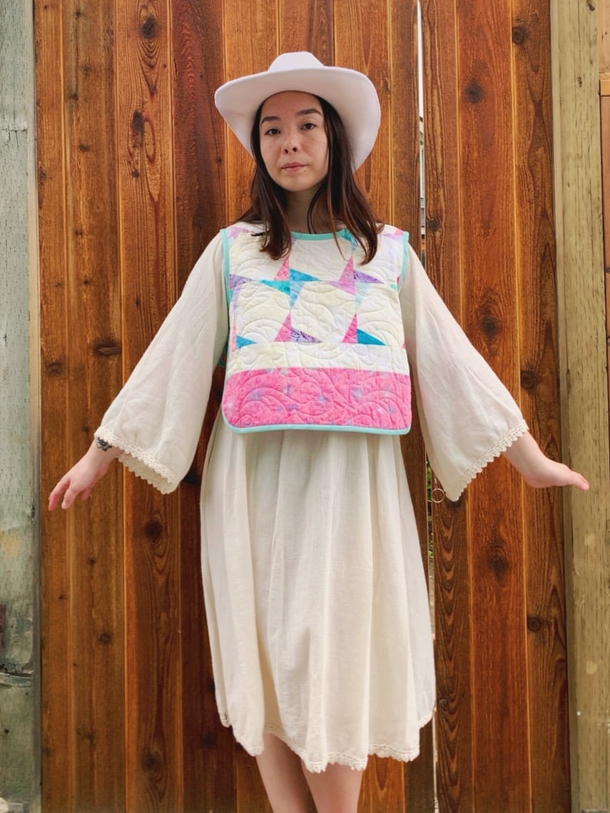 Image of Side-Tie Quilt Top — Pastel Windmills