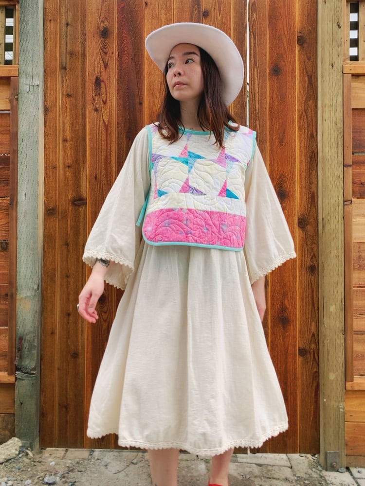 Image of Side-Tie Quilt Top — Pastel Windmills