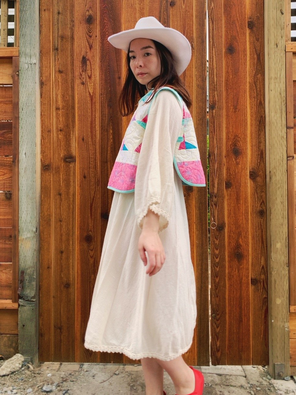 Image of Side-Tie Quilt Top — Pastel Windmills