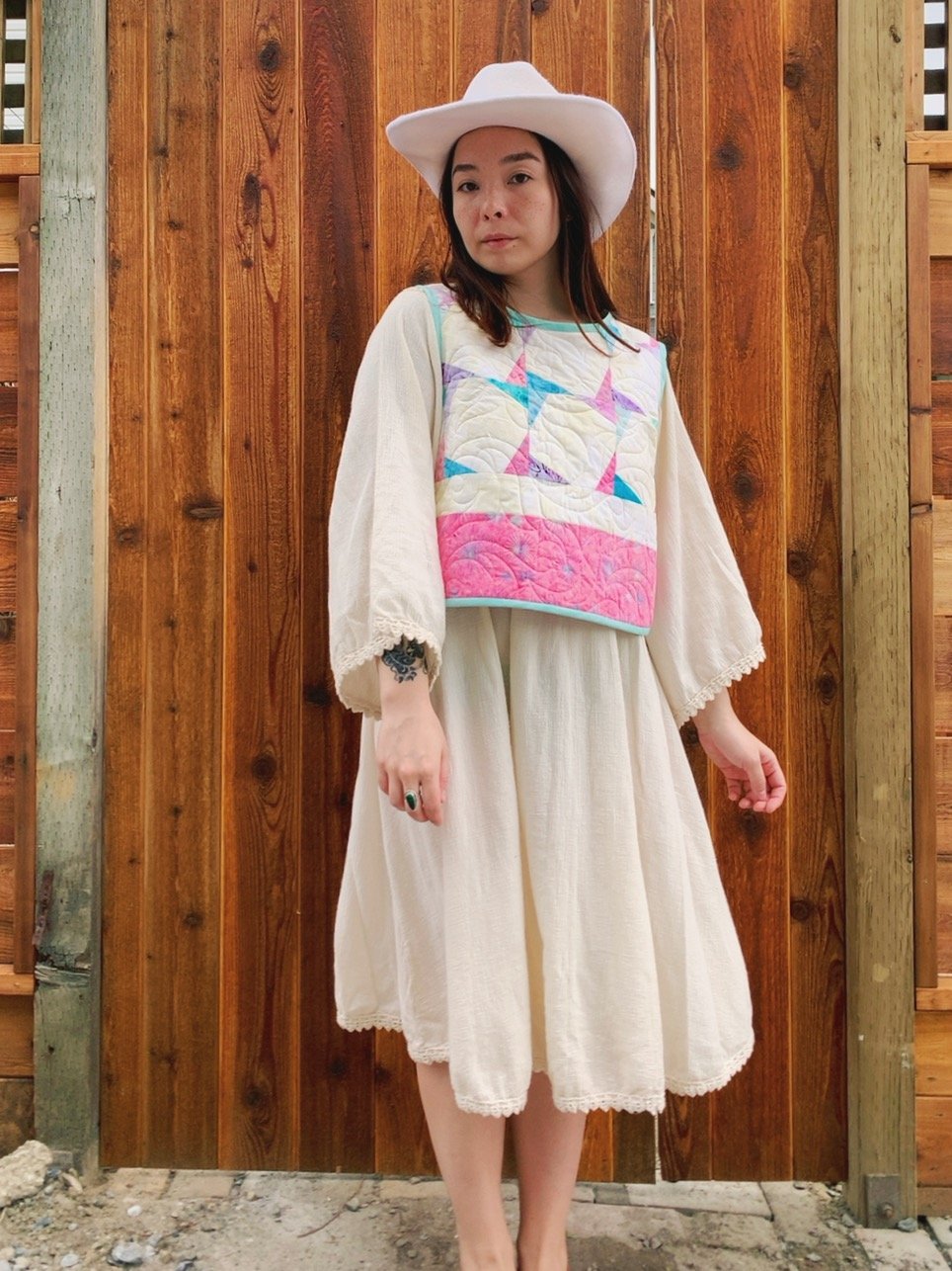 Image of Side-Tie Quilt Top — Pastel Windmills