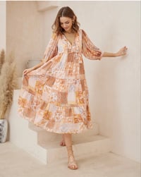 Apricot Patchwork Dress