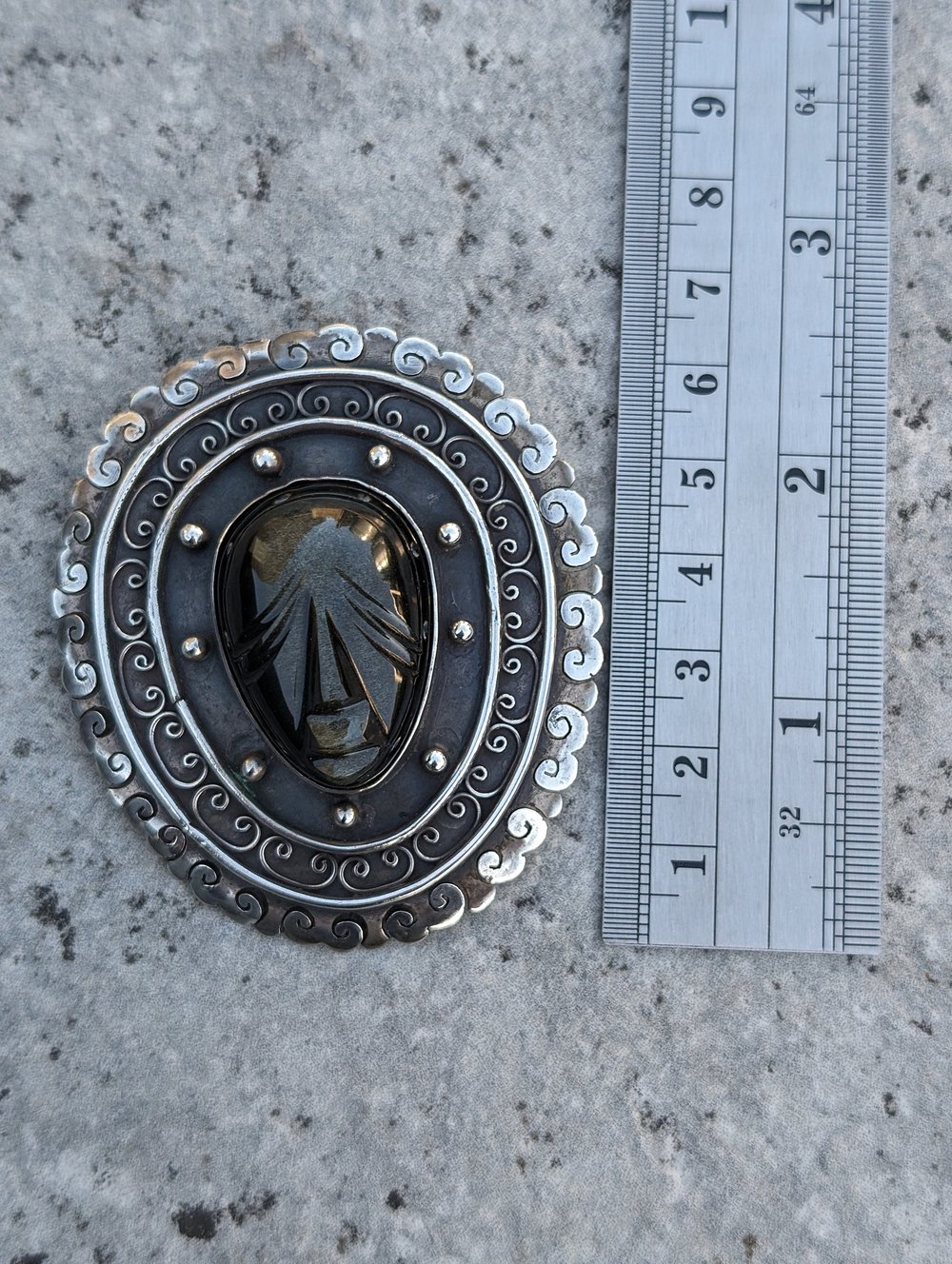 Vintage 1950's  sterling silver Taxco Mexico  warrior Face Pin Brooch