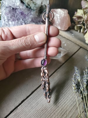 Image of Lavendar Broomstick Necklace with Amethyst