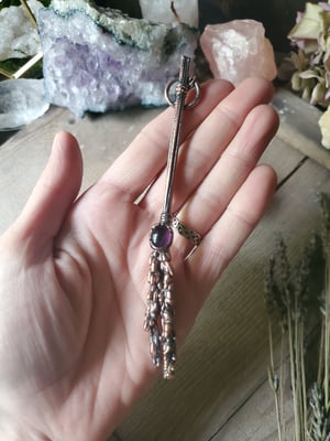 Image of Lavendar Broomstick Necklace with Amethyst
