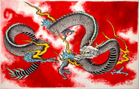 Image 1 of Dragon & Red Mist original rice paper painting