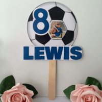 Image 1 of Personalised Football Cake Topper, Photo Cake Topper, Football Party Table Decor