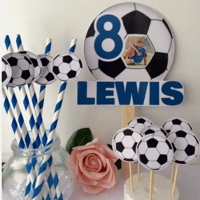 Image 2 of Personalised Football Cake Topper, Photo Cake Topper, Football Party Table Decor