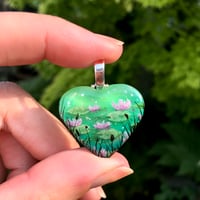 Image 1 of Water Lily July Birth Flower Heart Pendant