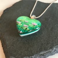Image 3 of Water Lily July Birth Flower Heart Pendant