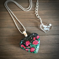 Image 2 of Rose June Birth Flower Heart Pendant