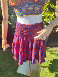 Image 2 of Boho Mini Skirt- blue red one size 6-12 uk