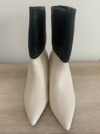 Image 4 of Ivory/Black Ankle Booties - Size: 9