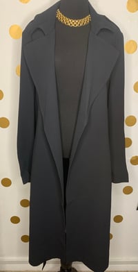 Image 3 of Black Belted Trench Coat - Size: 14 