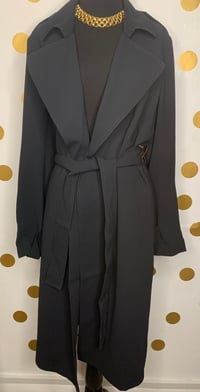 Image 2 of Black Belted Trench Coat - Size: 14 