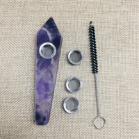 Amethyst Quartz Crystal Smoking Pipe Purple + 3 filter + 1pc brush