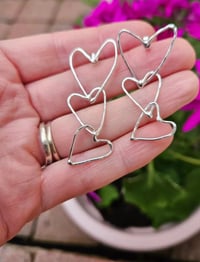 Image 4 of Dangly Wire Hearts Stud Earrings - Made to Order