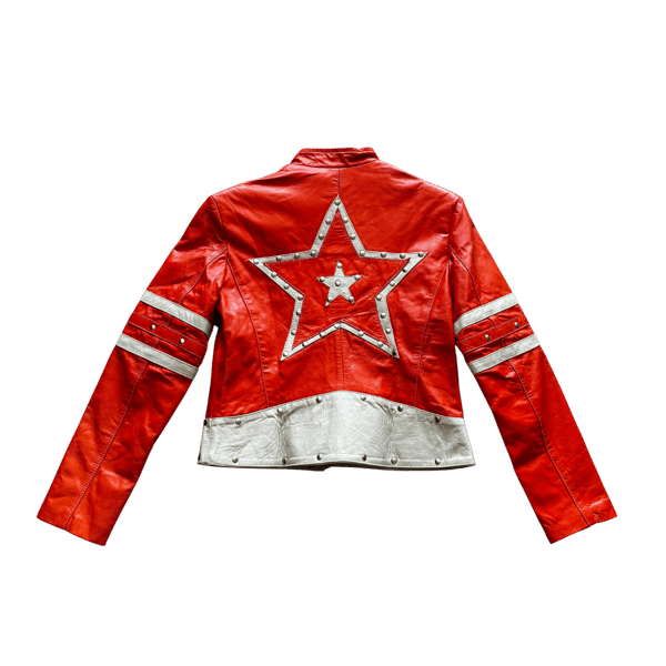 Image of ORANGE STAR LEATHER JACKET