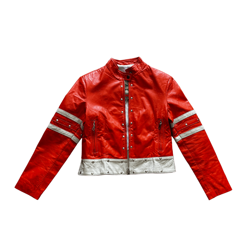 Image of ORANGE STAR LEATHER JACKET