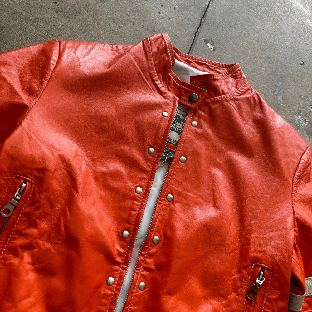 Image of ORANGE STAR LEATHER JACKET