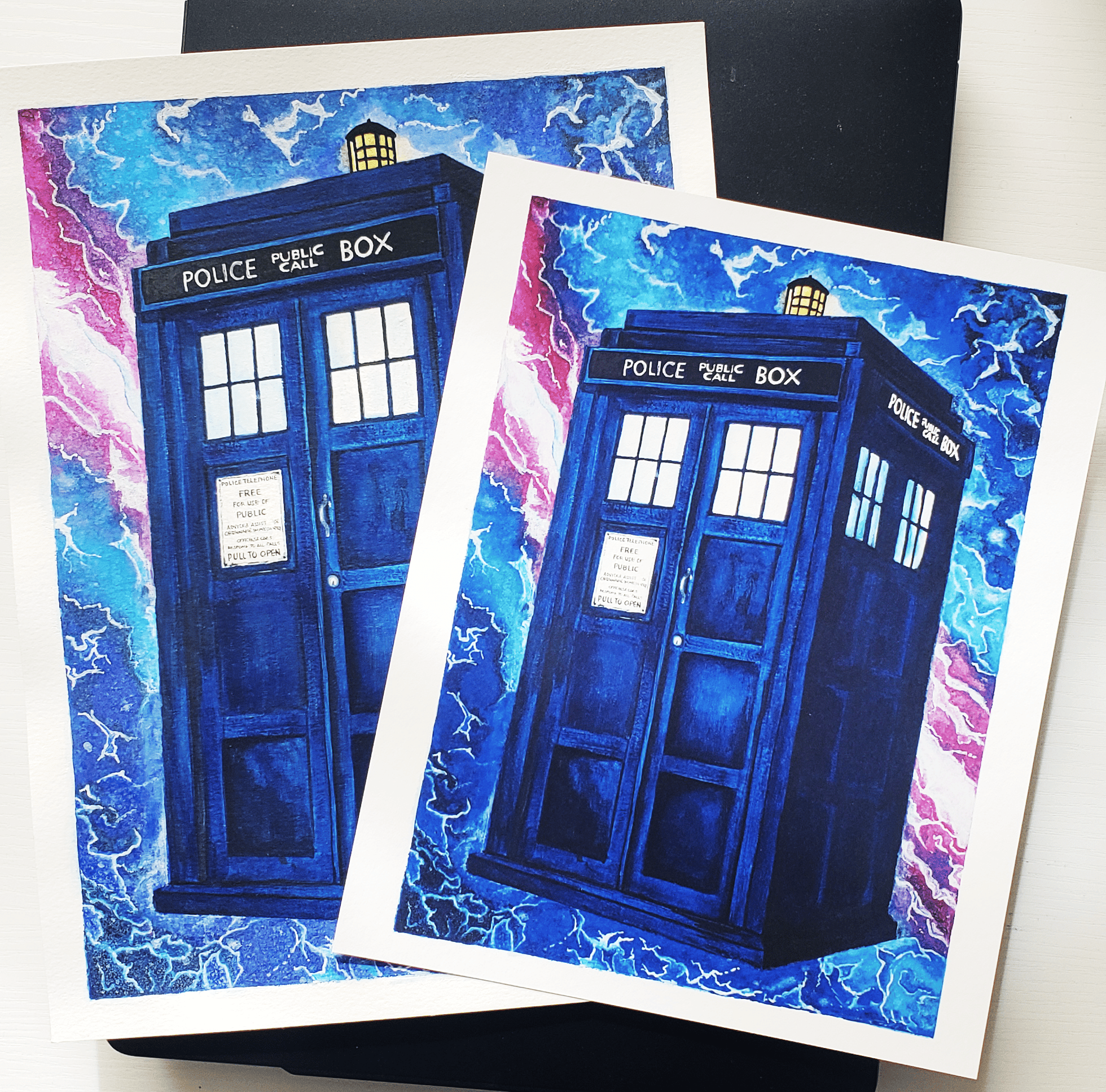How To Draw The Tardis Easy Dr Who Tardis Original Watercolor Art
