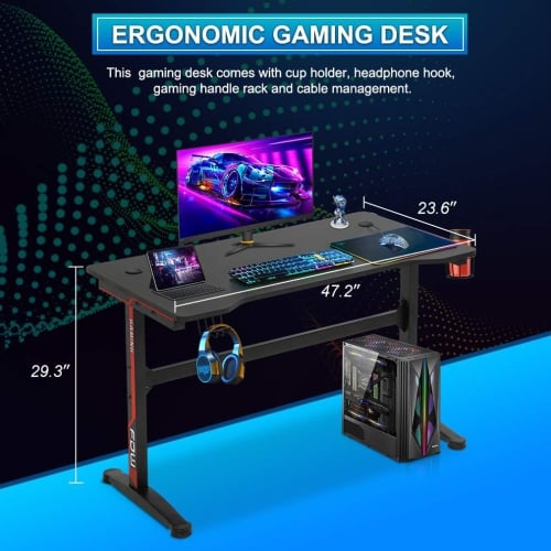 Gaming Desk Computer Desk 47.2 inches Writing Desk Office Desk Student PC Desk Extra Large