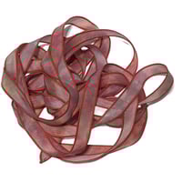 Image 2 of 1PC.  RED HOT  42" Hand dyed finished edge Habotai silk ribbon 