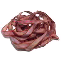Image 3 of 1PC.  RED HOT  42" Hand dyed finished edge Habotai silk ribbon 