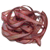 Image 1 of 1PC.  RED HOT  42" Hand dyed finished edge Habotai silk ribbon 