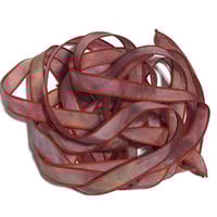Image 7 of 1PC.  RED HOT  42" Hand dyed finished edge Habotai silk ribbon 
