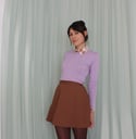 Phuncle Long Sleeve Cropped Merino T Sweater - Lilac