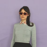 Image 2 of Phuncle Long Sleeve Cropped Merino T Sweater - Duck egg blue