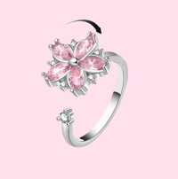 Resizable Anxiety Ring - Pink flower